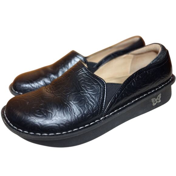Alegria Debra embossed leather clogs comfort shoes black nursing shoe EU40/US9.5 - Picture 6 of 6